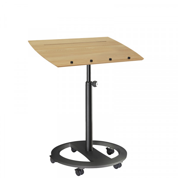 mobiles Stehpult mit Rollen steh-sitz-rolls drive R3-D1-20 Gestell schwarz Pultplatte Buche massiv Buero-Goertz